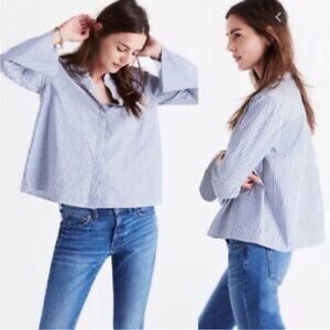 Madewell striped button down wide sleeve top